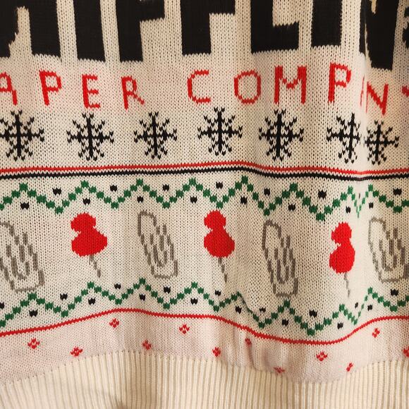 The Office Dunder Mifflin Men's Size‎ Small Ugly Christmas Sweater White New - Picture 3 of 5